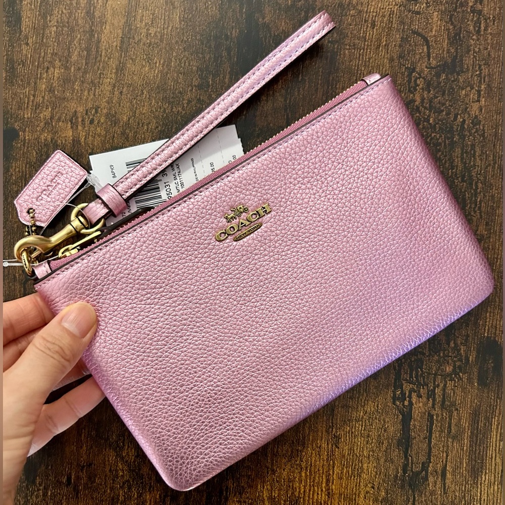Coach Metallic Leather Wristlet